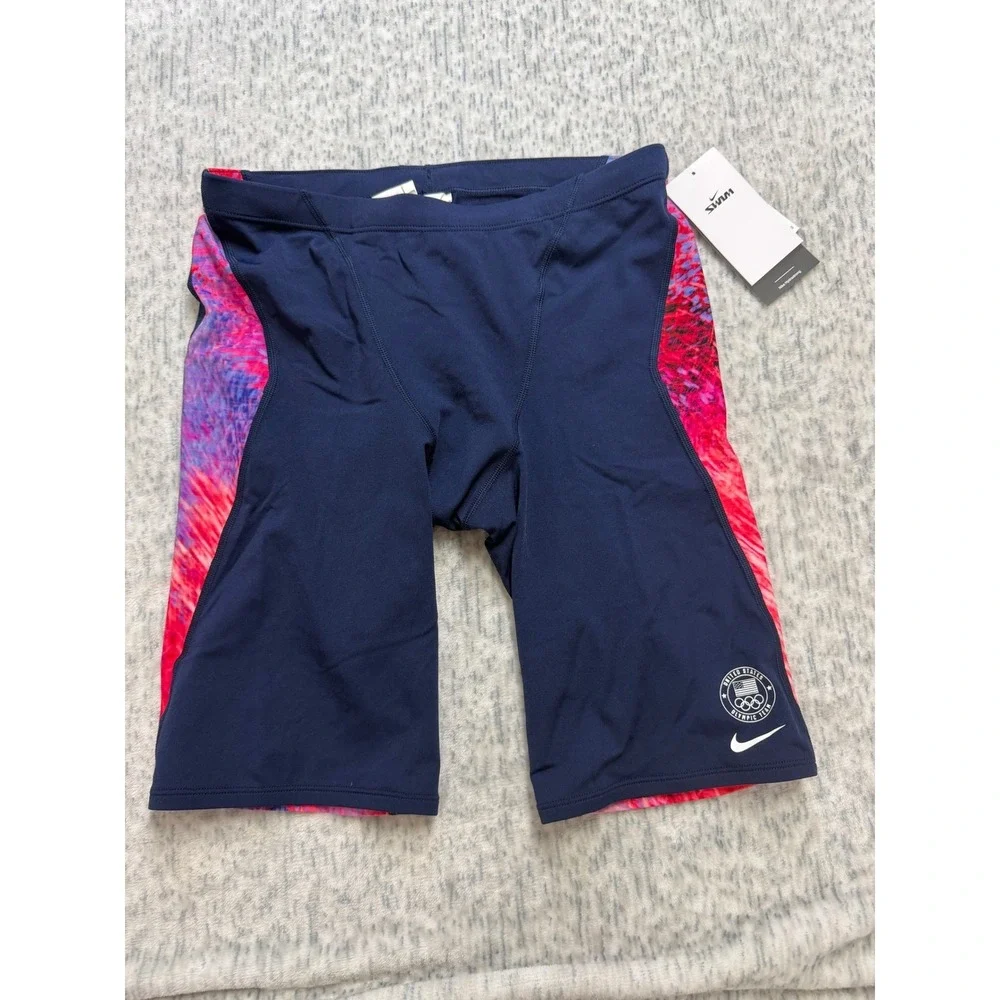 Nike Hydrastrong Mens Swim Jammers USA Olympic Team Navy‎ Pink NESSE037 Size 34